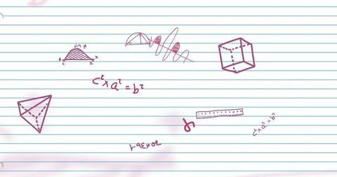 Geometric Shapes and Math Equations on Lined Paper Background - Download Free Stock Images Pikwizard.com
