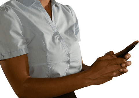 Woman Using Smartphone in Formal Shirt, Mid Section Transparent Background - Download Free Stock Videos Pikwizard.com