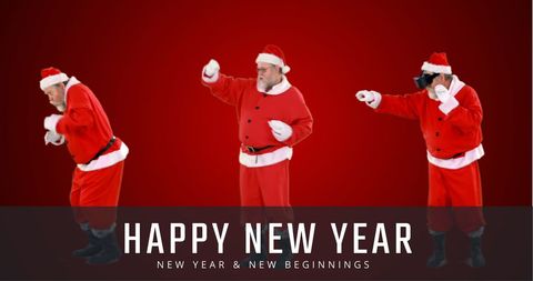 Cheerful Santa Dancing Joyfully in Vibrant Red Costume