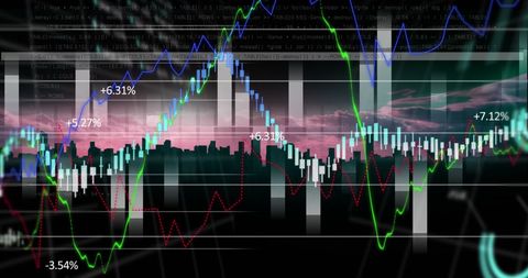 Digital Financial Data Visualization with Urban Cityscape - Download Free Stock Images Pikwizard.com