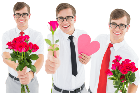caucasian men with flowers and heart on transparent background - Download Free Stock Videos Pikwizard.com