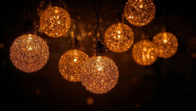 Hanging Filigree Globe Pendant Lights Casting Warm Golden Glow for Cozy Lounge Ambience