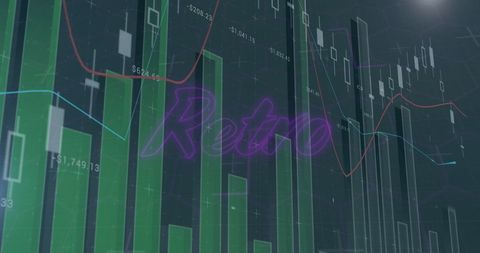 Retro Digital Interface with Stock Chart Visualization - Download Free Stock Images Pikwizard.com