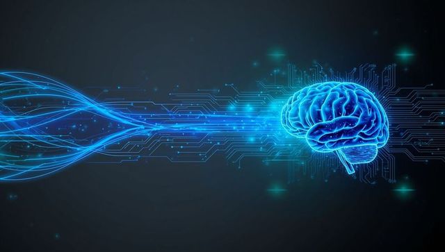 Glowing Futuristic Digital Brain with Dynamic Data Network