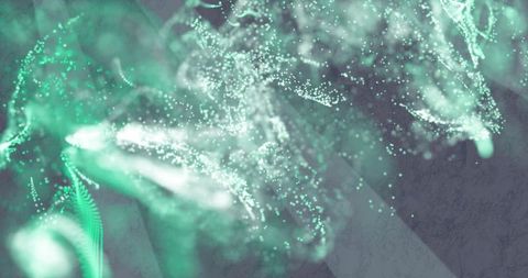 Teal Particle Cloud Abstract Background with Glowing Bokeh Trails and Motion Depth