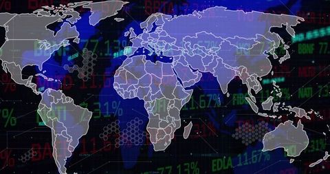 Global Financial Data Displayed Over World Map in Digital Interface - Download Free Stock Images Pikwizard.com