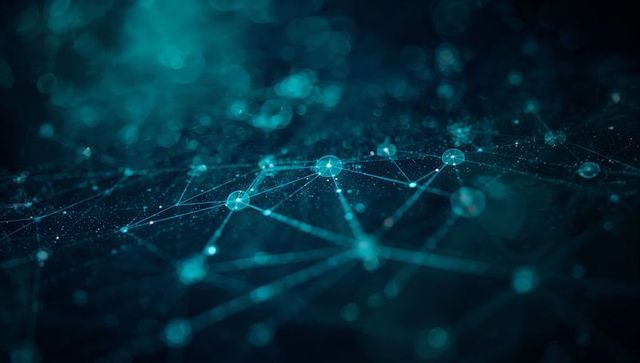 Glowing Futuristic Network Connections in Abstract Digital Space