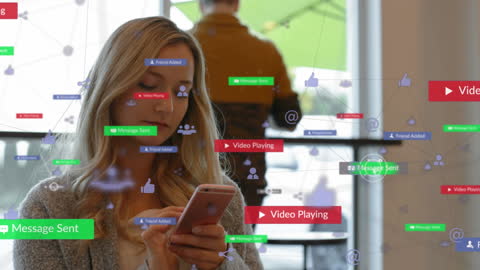 Social Media Network Animation Beneath Messaging Activity