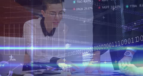 Innovative Business Team Analyzing Data with Cutting-edge Technology