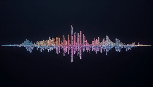 Colorful digital sound waveform display with equalizer bars