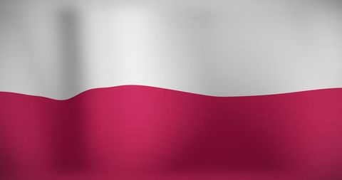 Waving Polish Flag in Breeze