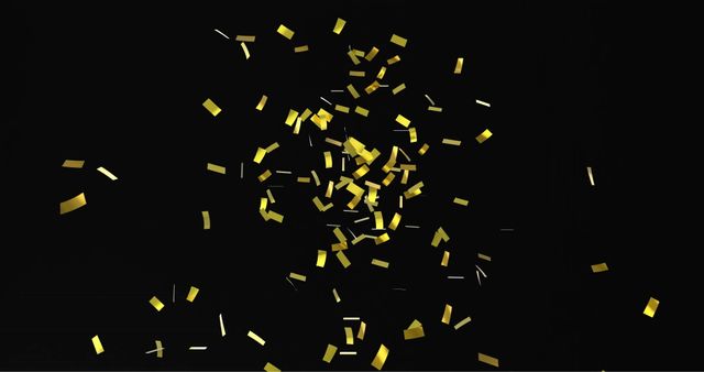 Gold Confetti Falling Against Black Background - Download Free Stock Images Pikwizard.com