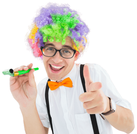 transparent image of nerdy man with afro wig thumbs up - Download Free Stock Videos Pikwizard.com