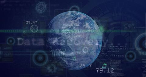 Digital Globe with Futuristic Data Metrics on Dark Background - Download Free Stock Images Pikwizard.com