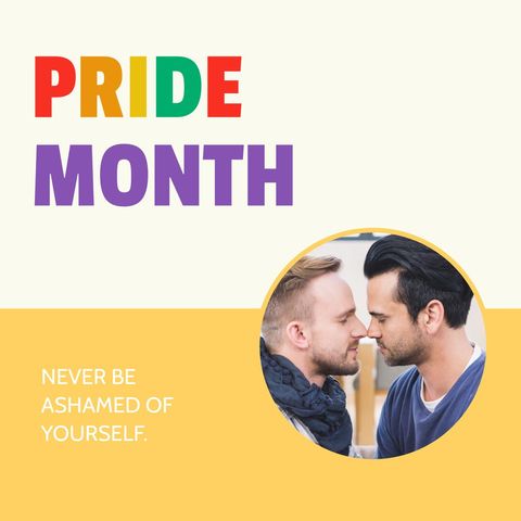 Pride Month LGBTQ Celebration with Happy Gay Couple - Download Free Stock Templates Pikwizard.com