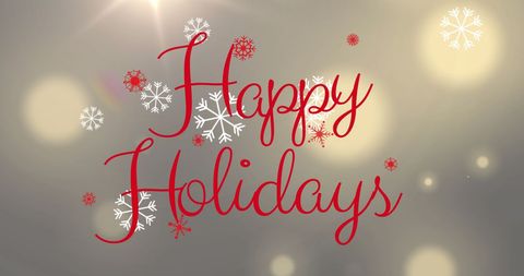 Festive Happy Holidays Message with Snowflakes and Lights