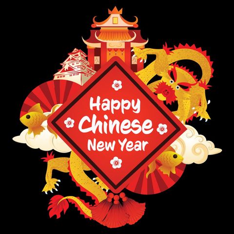 vibrant chinese new year with golden dragon and landmark symbols - Download Free Stock Templates Pikwizard.com