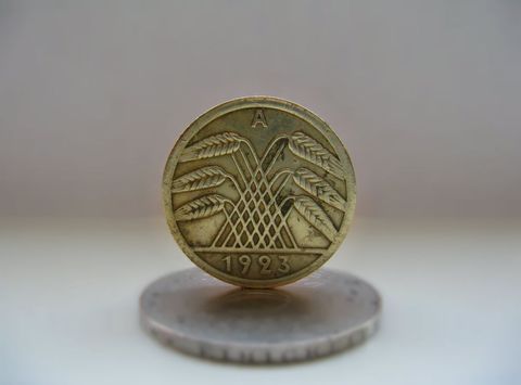 Vintage German Coin from 1923 with Wheat Design Facing Camera