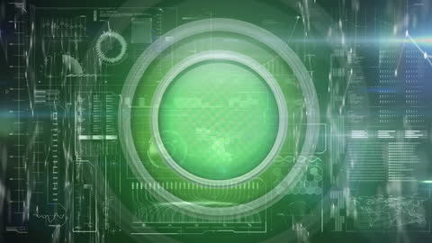 Futuristic Data Processing Interface in Green Theme