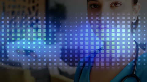 Digital Interface Over Doctor Reflecting Medical Technology