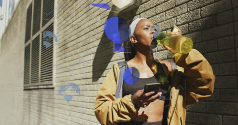 Woman Staying Hydrated with Innovative Data Visualization