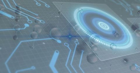 Futuristic Holographic Interface with Neon Circuit and Spheres - Download Free Stock Images Pikwizard.com