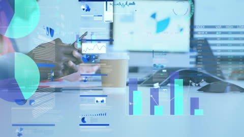 Businessman Analyzing Data with Digital Interface Charts