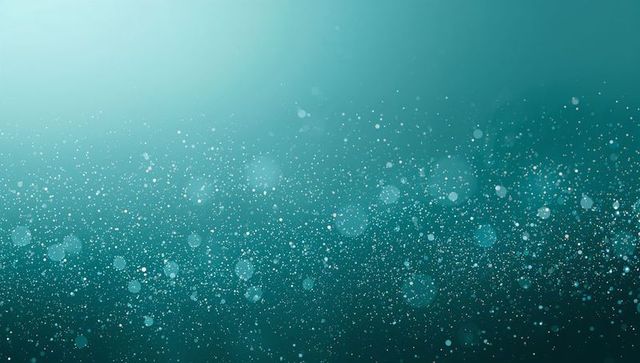 Floating teal bokeh particles over soft gradient background, ethereal turquoise glow and sparkling o