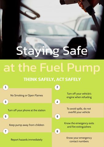 Fuel Pump Safety Tips with Electric Car and Charging Station - Download Free Stock Templates Pikwizard.com