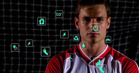 Athlete with Eco-Friendly Icon Projections Wearing Team Jersey