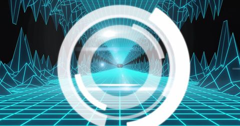Futuristic Digital Tunnel with Abstract Scope Interface - Download Free Stock Images Pikwizard.com