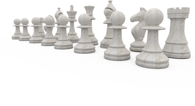 Transparent Digital Set of White Chess Pieces Displayed in a Row - Download Free Stock Videos Pikwizard.com