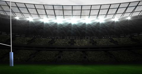 Rugby Field Illuminated in Night Stadium - Download Free Stock Images Pikwizard.com