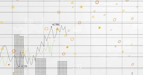 Dual line charts with dotted bars and floating markers showing trends and analytics