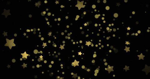 Glowing Gold Stars and Spots on Black Background
