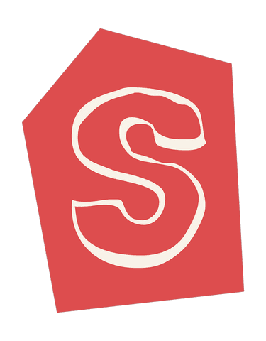 Transparent Hand-Drawn S Letter on Red Geometric Background