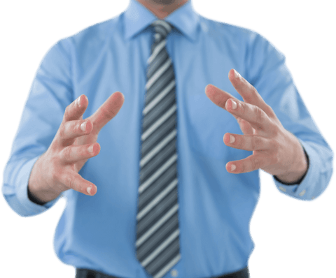 Businessman Gesturing with Transparent Background in Formal Attire