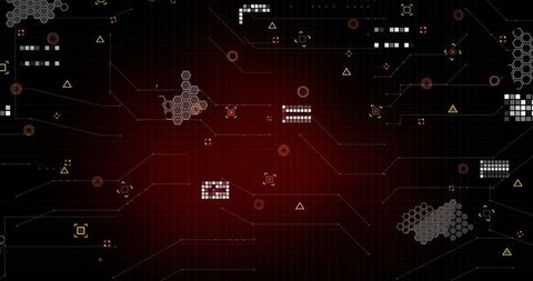 Futuristic interface with digital markers and technical patterns