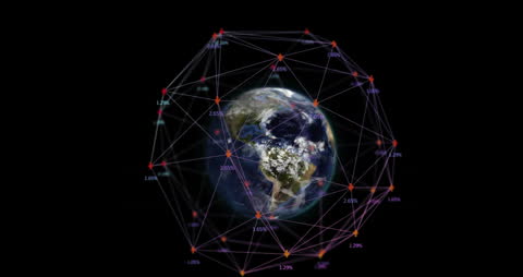Global Network Connections with Earth Visualization over Dark Background