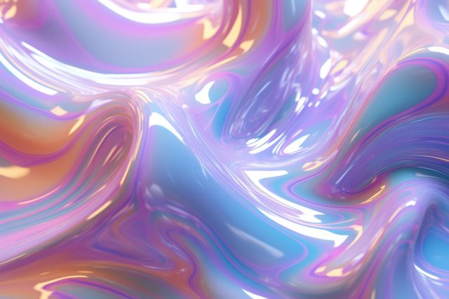 Abstract iridescent liquid metallic surface can be used as a vibrant and eye-catching background in design projects, advertisements, and digital art. Its glossy and fluid texture adds a modern and futuristic touch, making it ideal for tech, fashion, and creative industry use.