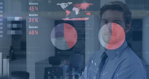 Businessman Analyzing Global Data with Modern Interface
