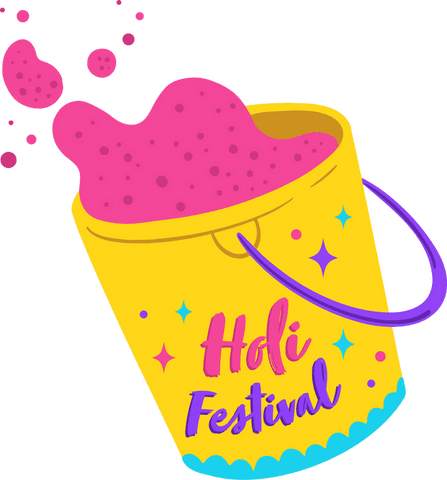 colorful holi festival bucket with pink dust and stars transparent background - Download Free Stock Videos Pikwizard.com