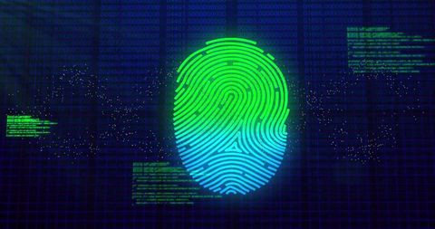 Biometric Fingerprint Data Security Concept with Digital Grid - Download Free Stock Images Pikwizard.com