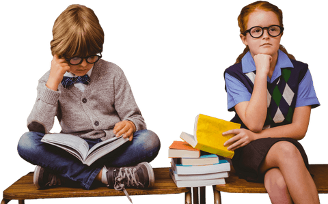 Curious Schoolchildren Reading Books on Transparent Background - Download Free Stock Videos Pikwizard.com