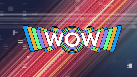 Colorful Bold WOW Text with Dynamic Background