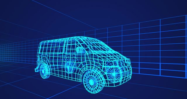 Digital Wireframe Van in Virtual Space Concept - Download Free Stock Images Pikwizard.com