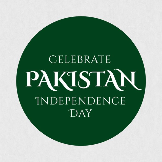 Illustration of celebrate pakistan independence day text on green circle against white background. copy space, patriotism, celebration, freedom and identity concept.