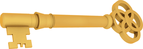 Transparent decorative golden key symbolizing security and future