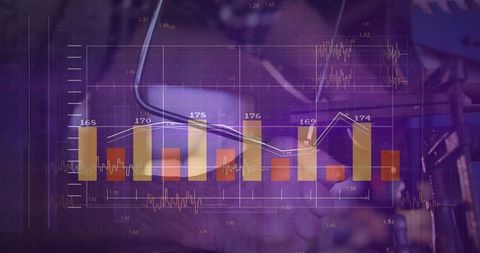Financial analysis with smartphone and chart overlay