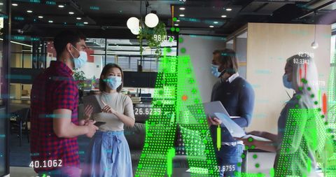 Business Team Discussing Digital Data in Modern Office